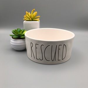 Rae Dunn “Rescued” pet dog cat bowl. Pre 2018